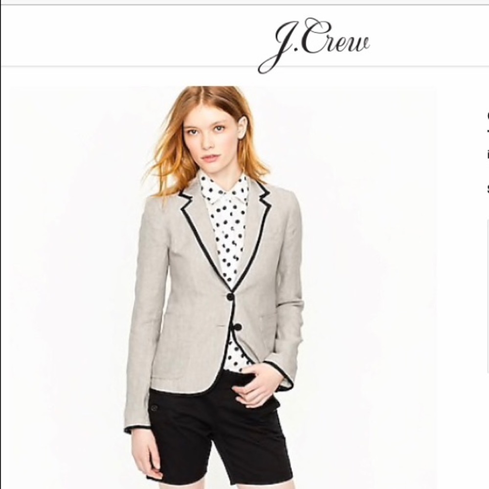 J. Crew Light Gray Blazer with Black Trim